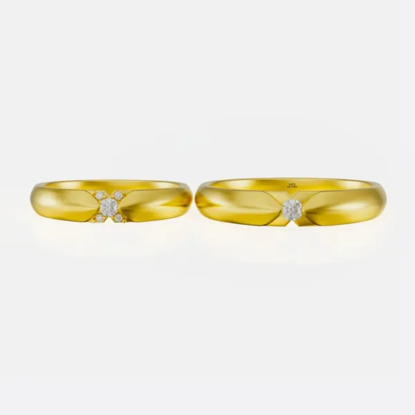 Nhẫn Cưới Vàng Hồng 14K/18K Đính Kim Cương Thiên Nhiên NC15
