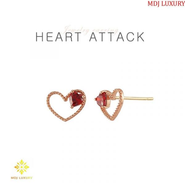 Bông tai vàng nữ trái tim xinh xắn BTH03