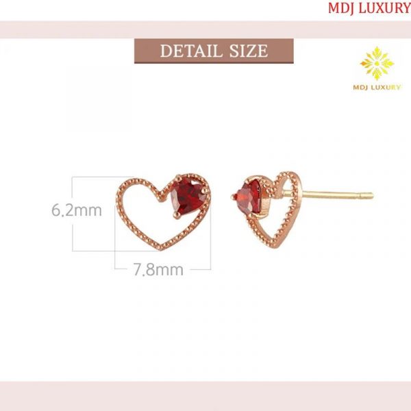 Bông tai vàng nữ trái tim xinh xắn BTH03