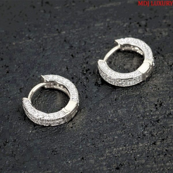 Bông Tai Nam mặt đá cao cấp đính kim cương HT37