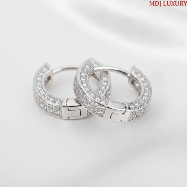 Bông Tai Nam mặt đá cao cấp đính kim cương HT39