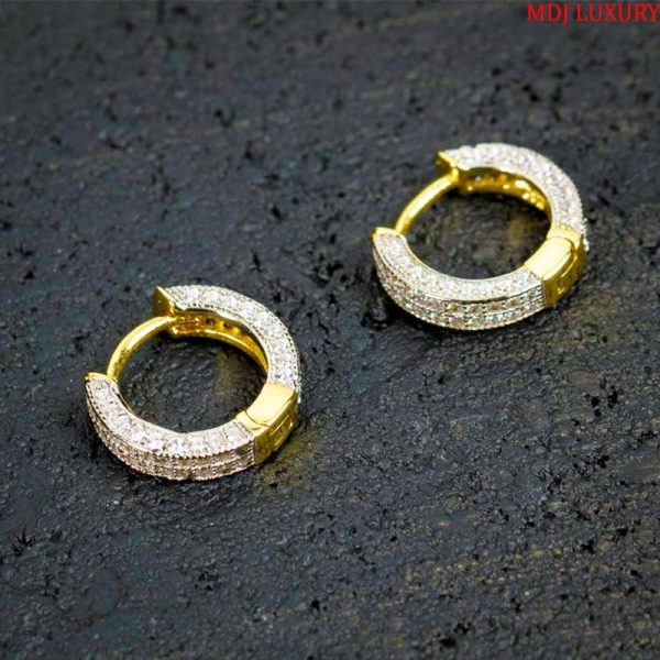 Bông Tai Nam mặt đá cao cấp đính kim cương HT37