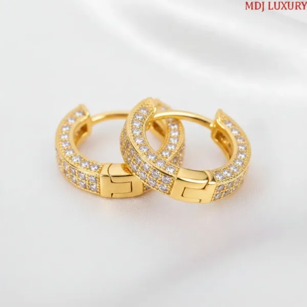 Bông Tai Nam mặt đá cao cấp đính kim cương HT39