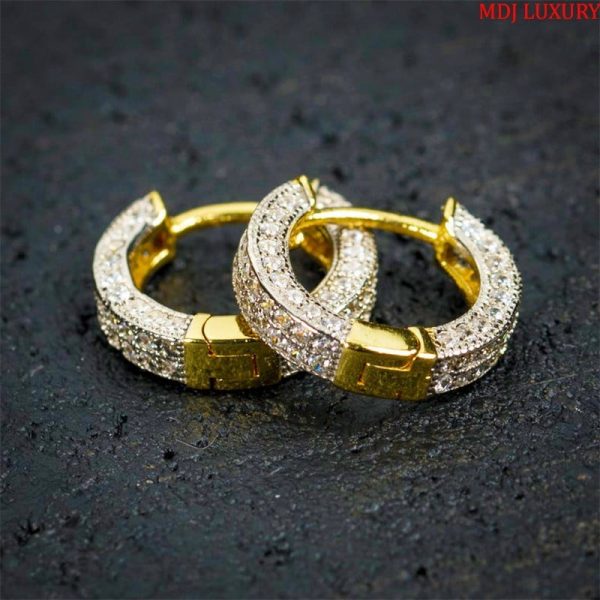 Bông Tai Nam mặt đá cao cấp đính kim cương HT37