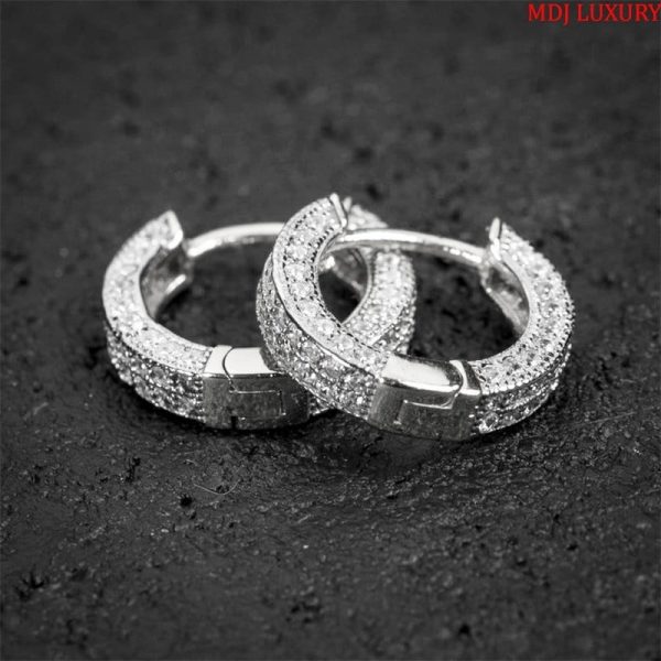 Bông Tai Nam mặt đá cao cấp đính kim cương HT37