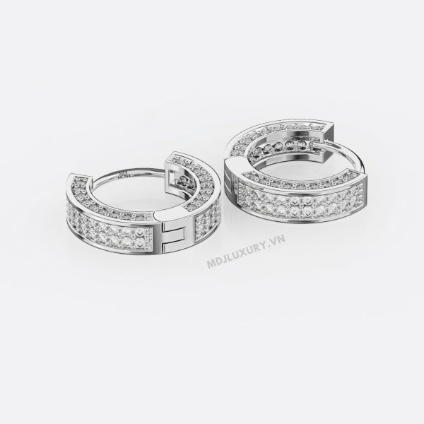 Bông Tai Nam mặt đá cao cấp đính kim cương HT39