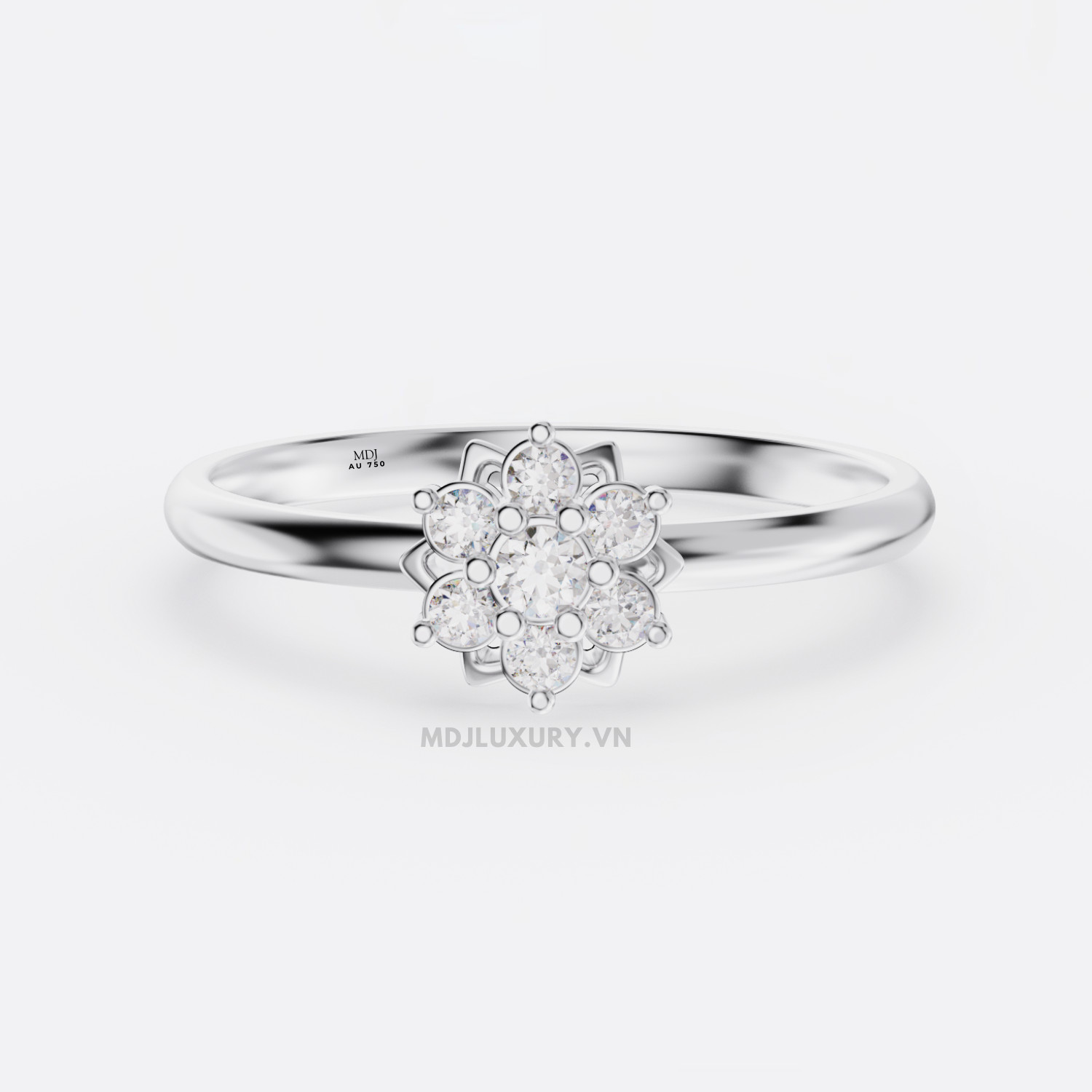 Nhẫn nữ vàng Trắng18K MDJ flower F002 – Luxury