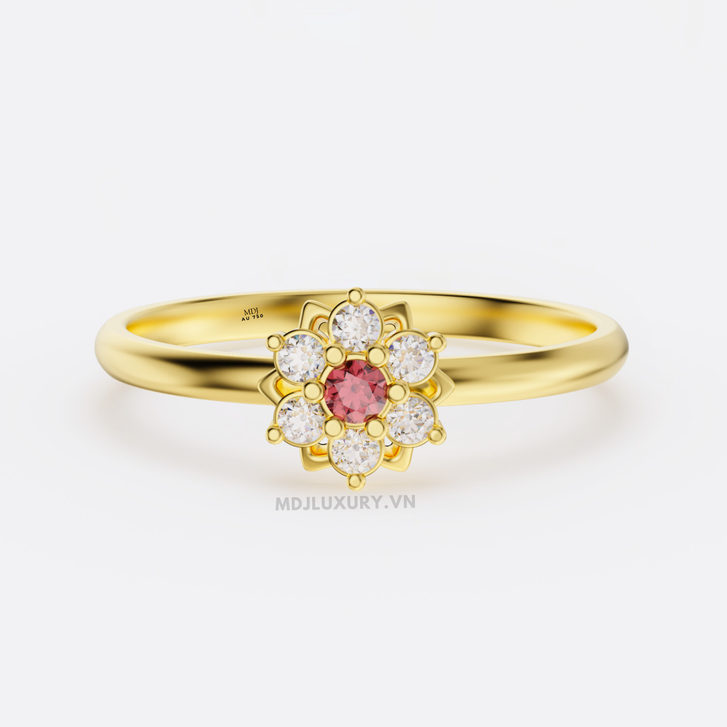 Nhẫn nữ vàng Trắng18K MDJ flower F002 – Luxury