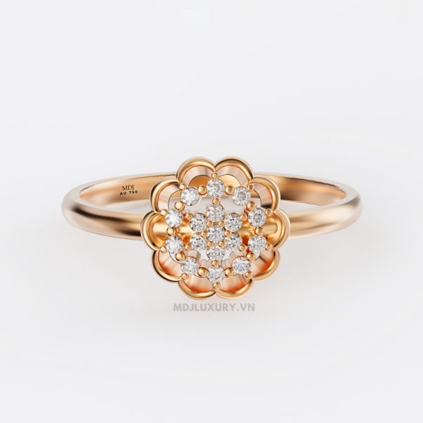 Nhẫn nữ flower vàng hồng 750 vẻ đẹp thanh lịch, hiện đại MDJ flower F005