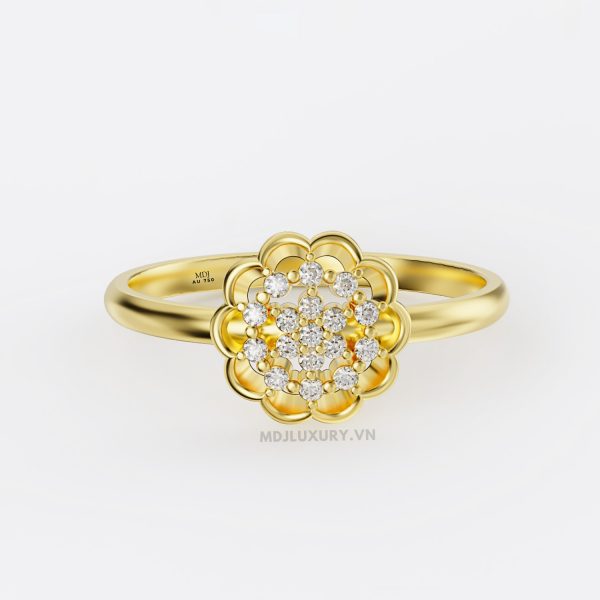 Nhẫn nữ flower vàng hồng 750 vẻ đẹp thanh lịch, hiện đại MDJ flower F005