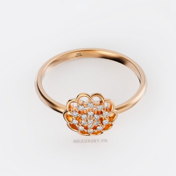 Nhẫn nữ flower vàng hồng 750 vẻ đẹp thanh lịch, hiện đại MDJ flower F005