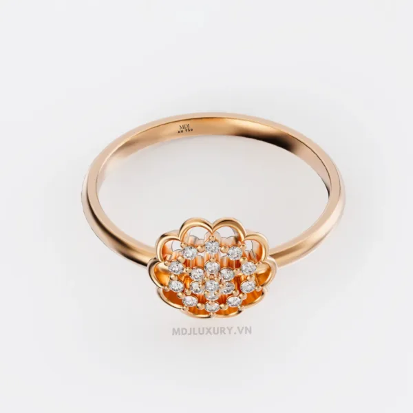 Nhẫn nữ flower vàng hồng 750 vẻ đẹp thanh lịch, hiện đại MDJ flower F005