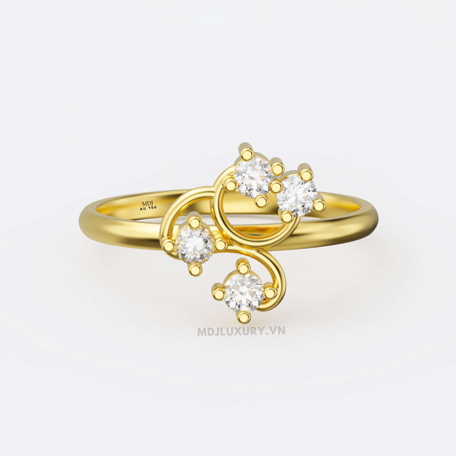 Nhẫn nữ đính hôn vàng trắng 18K thanh lịch MDJ flower F006