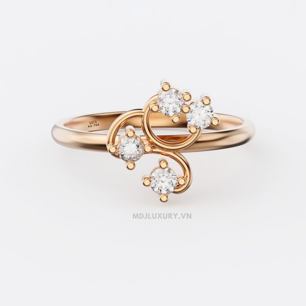 Nhẫn nữ đính hôn vàng trắng 18K thanh lịch MDJ flower F006