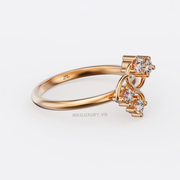 Nhẫn nữ đính hôn vàng trắng 18K thanh lịch MDJ flower F006