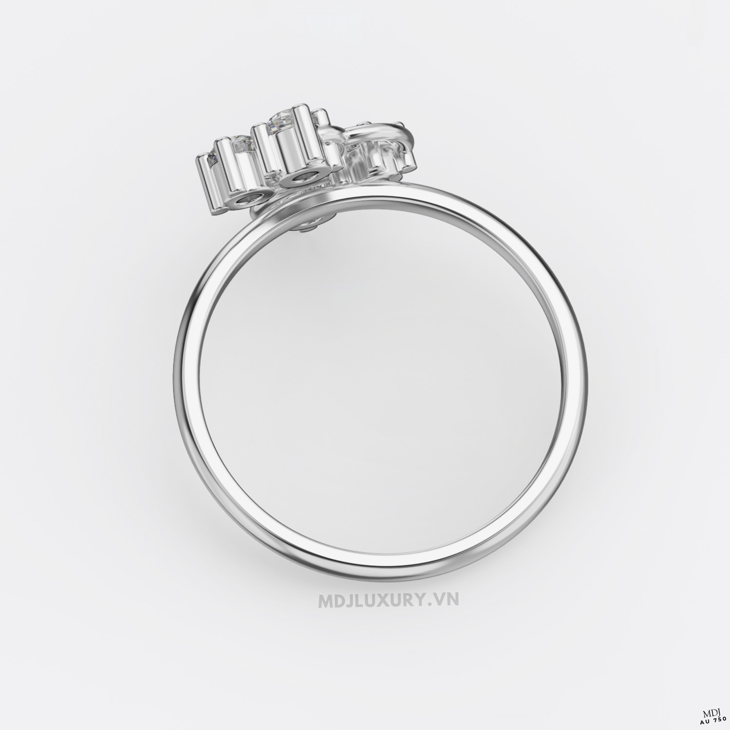 Nhẫn nữ đính hôn vàng trắng 18K thanh lịch MDJ flower F006