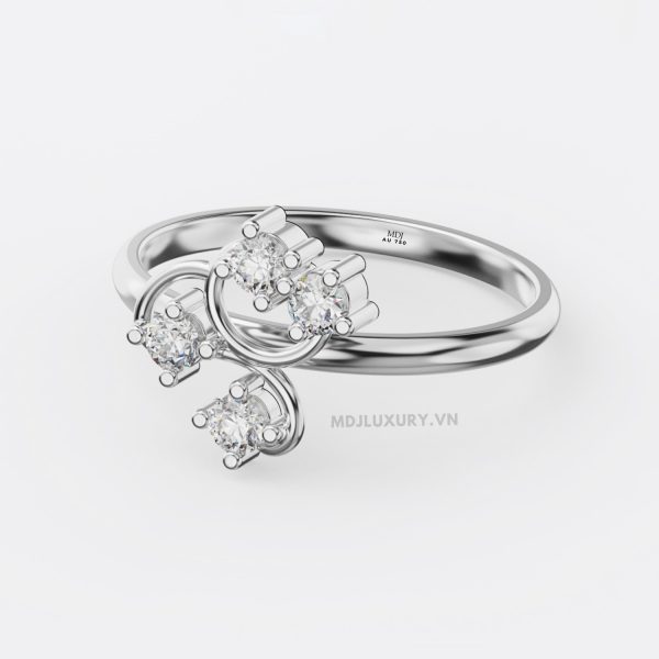 Nhẫn nữ đính hôn vàng trắng 18K thanh lịch MDJ flower F006