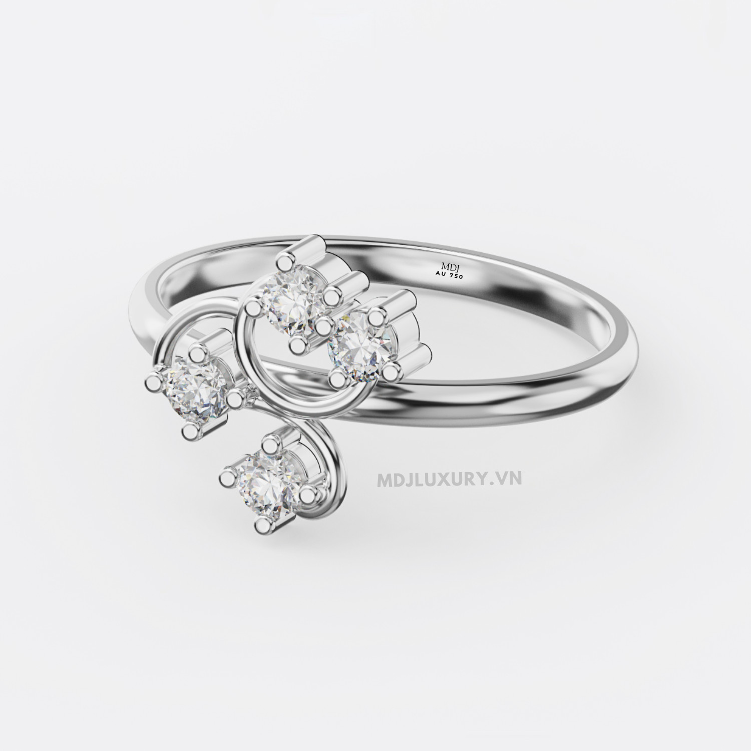 Nhẫn nữ đính hôn vàng trắng 18K thanh lịch MDJ flower F006