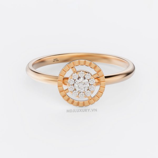 Nhẫn Cầu Hôn Vàng Hồng Kim Cương Flower F018