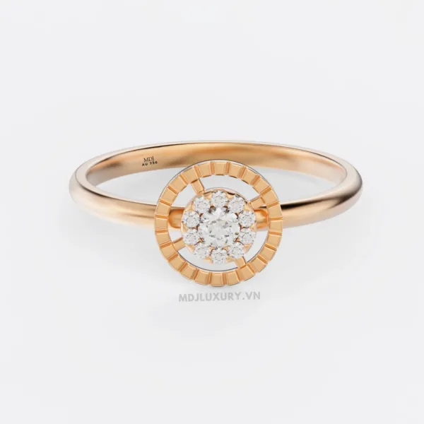 Nhẫn Cầu Hôn Vàng Hồng Kim Cương Flower F018