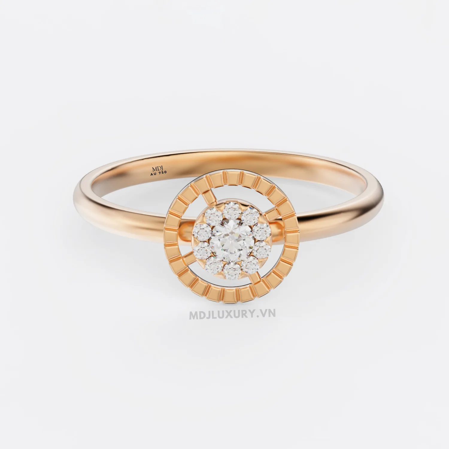 Nhẫn Cầu Hôn Vàng Hồng Kim Cương Flower F018