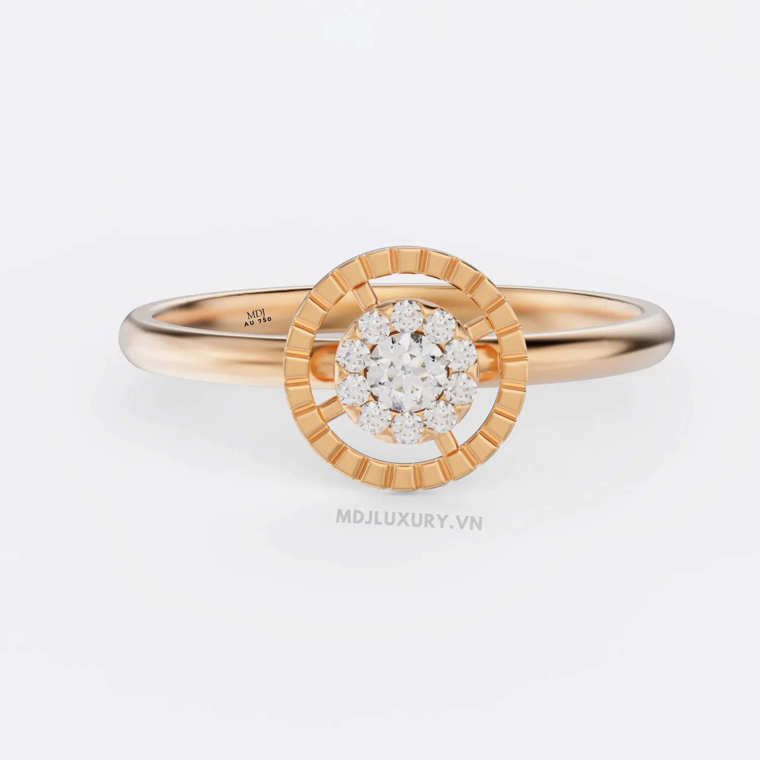 Nhẫn Cầu Hôn Vàng Hồng Kim Cương Flower F018