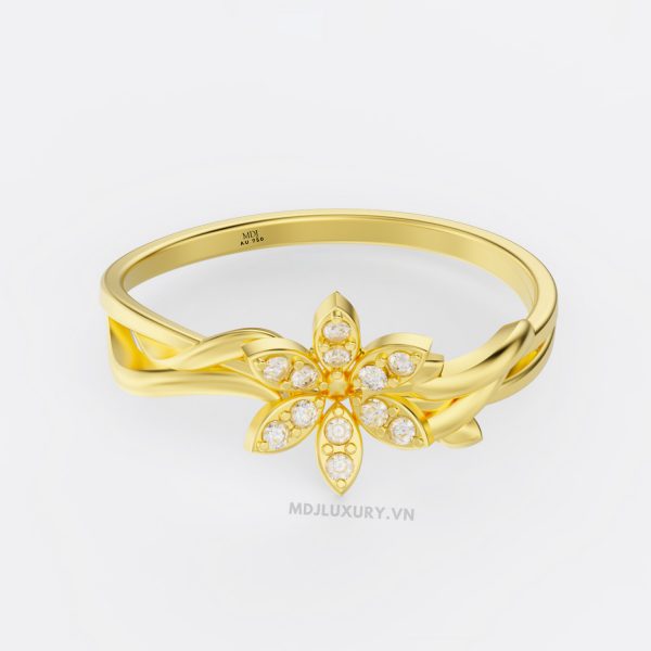 Nhẫn Cầu Hôn Vàng Hồng Kim Cương Flower F019
