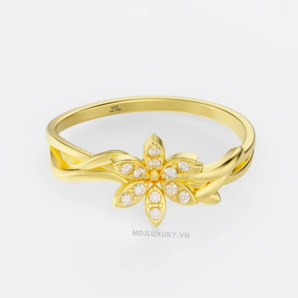 Nhẫn Cầu Hôn Vàng Hồng Kim Cương Flower F019