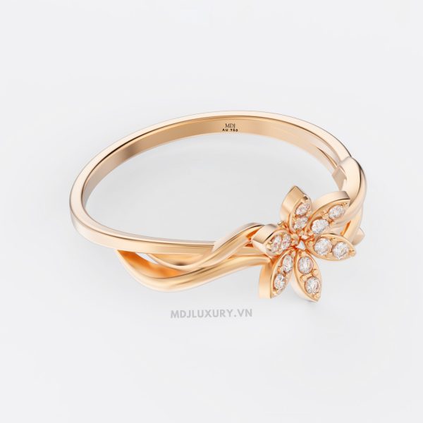 Nhẫn Cầu Hôn Vàng Hồng Kim Cương Flower F019