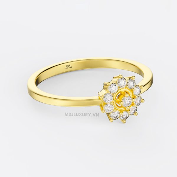 Nhẫn Cầu Hôn Vàng Kim Cương – Vẻ Đẹp Vượt Thời Gian Flower F020