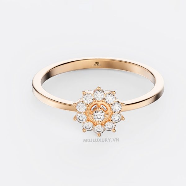 Nhẫn Cầu Hôn Vàng Kim Cương – Vẻ Đẹp Vượt Thời Gian Flower F020