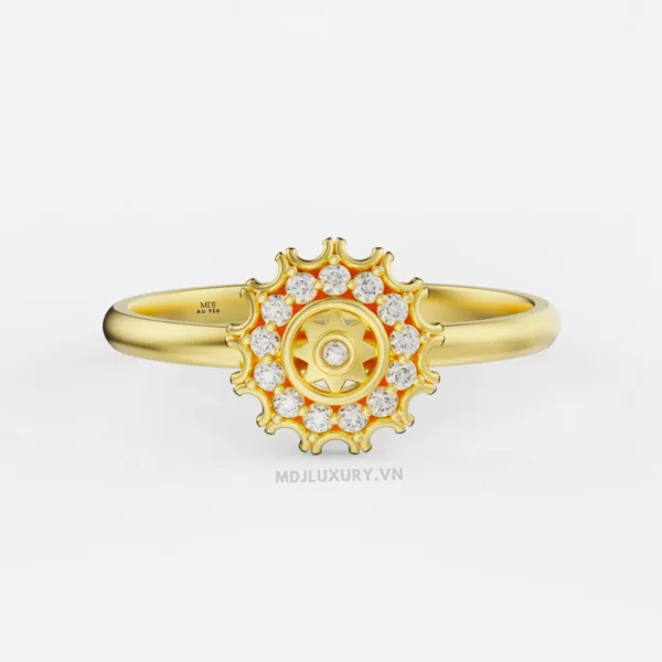 Nhẫn Cầu Hôn Vàng Kim Cương – Vẻ Đẹp Vượt Thời Gian Flower F021