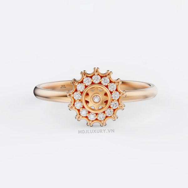 Nhẫn Cầu Hôn Vàng Kim Cương – Vẻ Đẹp Vượt Thời Gian Flower F021