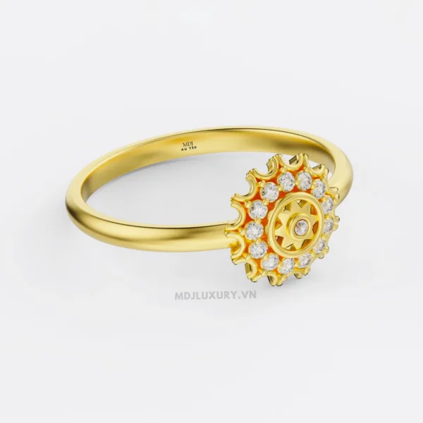 Nhẫn Cầu Hôn Vàng Kim Cương – Vẻ Đẹp Vượt Thời Gian Flower F021