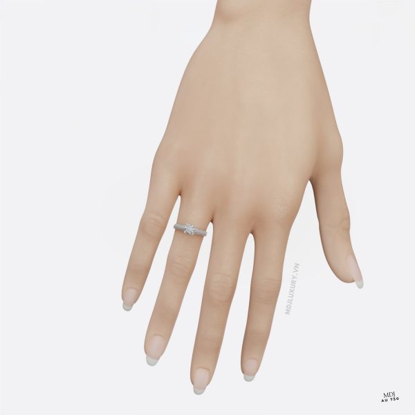 Nhẫn Đính hôn cao cấp Vàng 18K Kim Cương Nhân Tạo NNU213