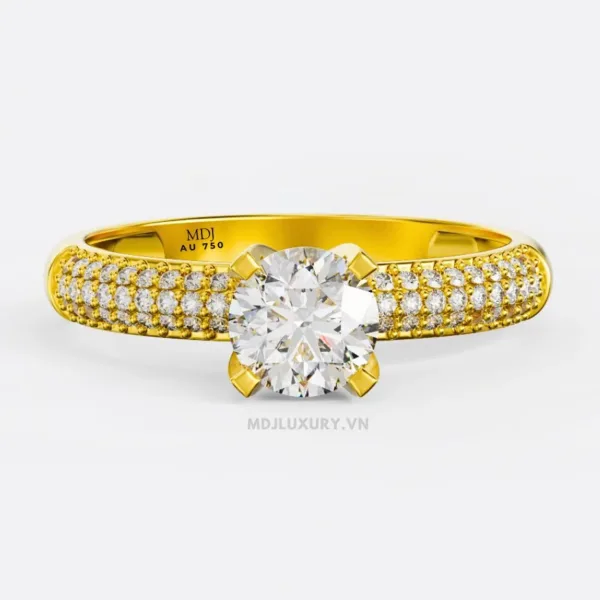 Nhẫn Đính hôn cao cấp Vàng 18K Kim Cương Nhân Tạo NNU213