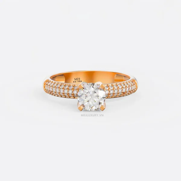 Nhẫn Đính hôn cao cấp Vàng 18K Kim Cương Nhân Tạo NNU213
