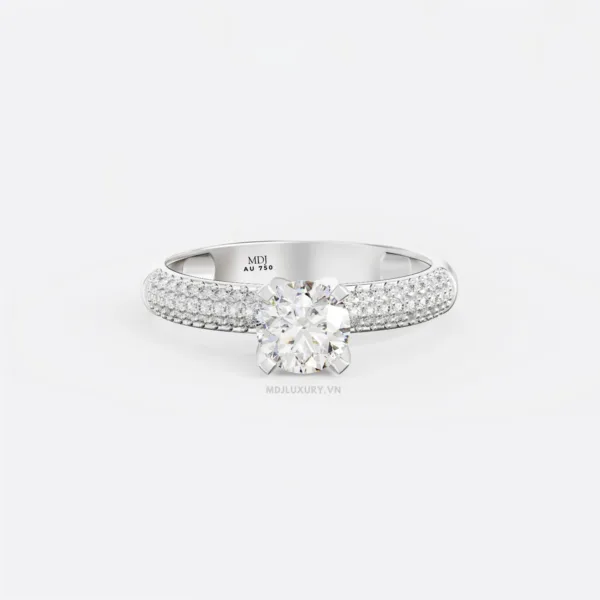 Nhẫn Đính hôn cao cấp Vàng 18K Kim Cương Nhân Tạo NNU213
