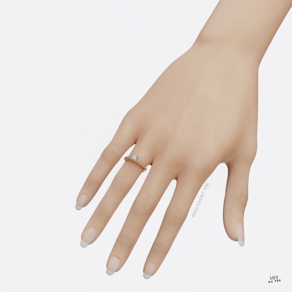 Nhẫn Đính hôn cao cấp Vàng 18K Kim Cương Nhân Tạo NNU213