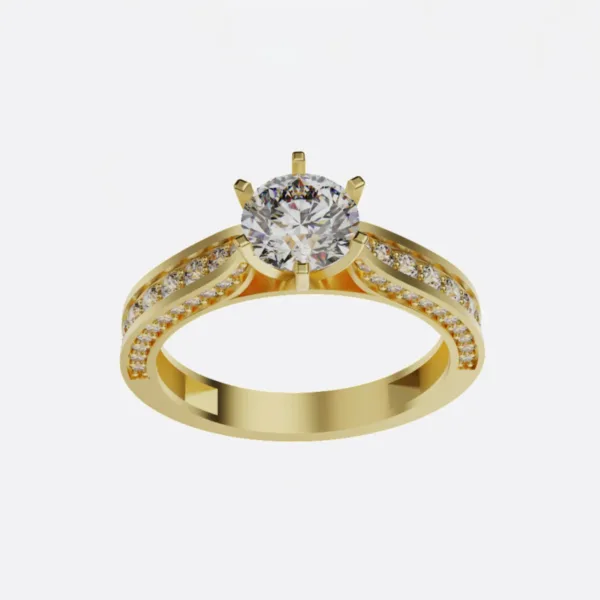 Nhẫn cầu hôn vàng Hồng đá Moissanite NNU223
