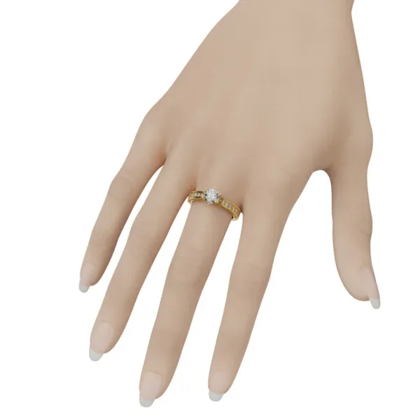 Nhẫn cầu hôn vàng Hồng đá Moissanite NNU223