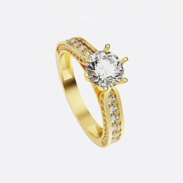 Nhẫn cầu hôn vàng Hồng đá Moissanite NNU223