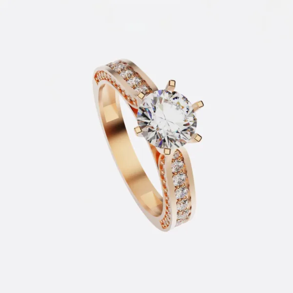 Nhẫn cầu hôn vàng Hồng đá Moissanite NNU223