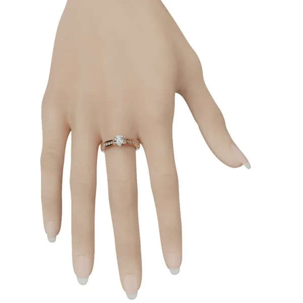 Nhẫn cầu hôn vàng Hồng đá Moissanite NNU223