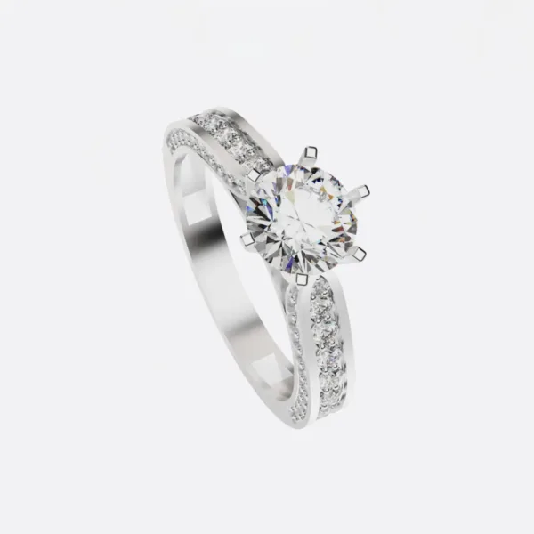 Nhẫn cầu hôn vàng Hồng đá Moissanite NNU223