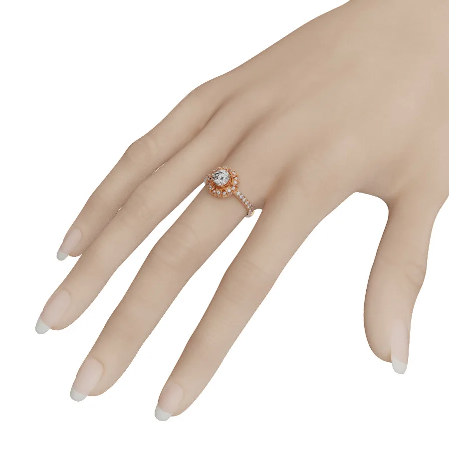 Nhẫn cầu hôn vàng Hồng đá Moissanite NNU225