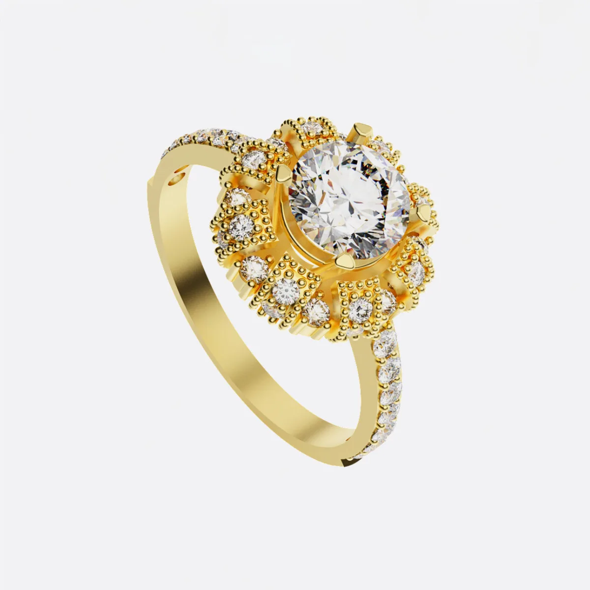 Nhẫn cầu hôn vàng Hồng đá Moissanite NNU225
