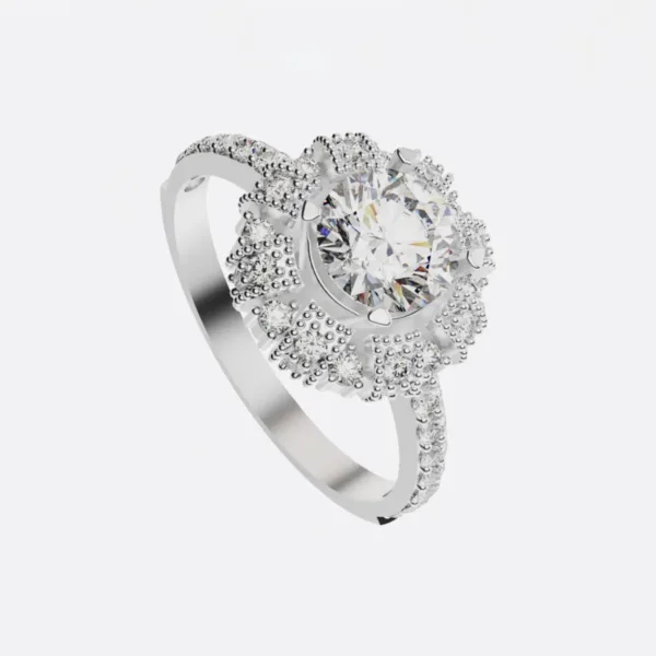 Nhẫn cầu hôn vàng Hồng đá Moissanite NNU225