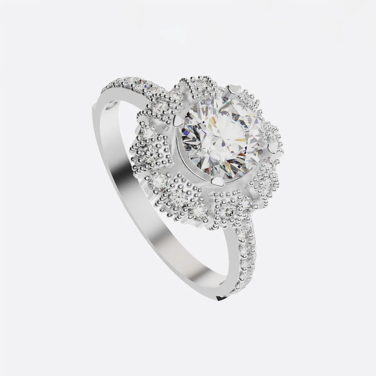 Nhẫn cầu hôn vàng Hồng đá Moissanite NNU225