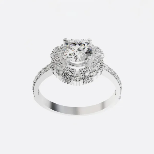 Nhẫn cầu hôn vàng Hồng đá Moissanite NNU225